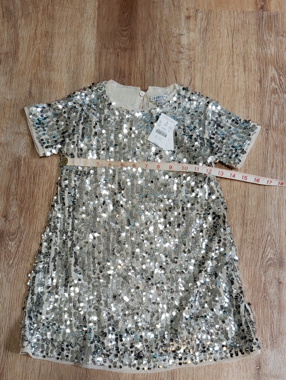 NWT J. Crew Girls Short Sleeve Silver Sequins Shift Dress, Size 5 - Picture 8 of 12